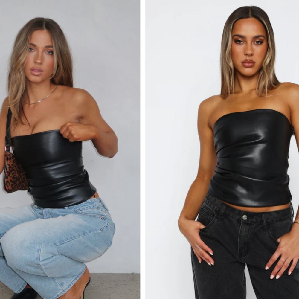 (Never Worn) Well Behaved Strapless PU Bustier Black Size S